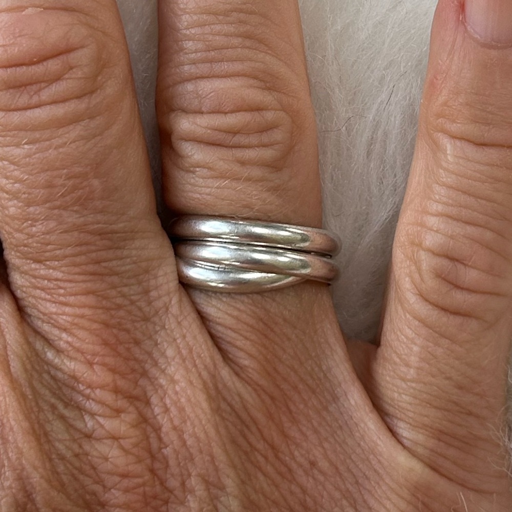 Sterling silver triple interlocking ring